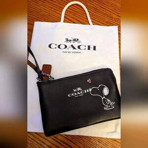 Limited Edition Coach Snoopy Black Leather Wrislet - NWT
